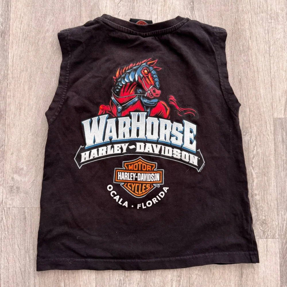 Harley-Davidson Kids War Horse Ocala Florida Sleeveless Graphic Tee Black Shirt